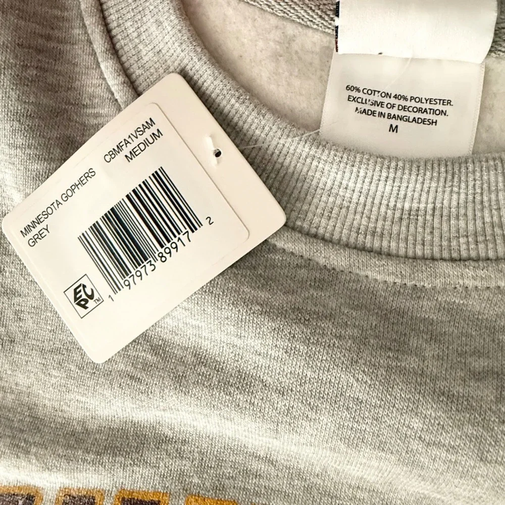 Champion Sweatshirt Mens Medium Grey NWT Minnesota Golden Gophers Crewneck